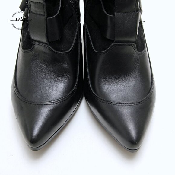Texto Triple Buckles Leather Heeled Booties in Black Women Size 9 - Picture 10 of 15